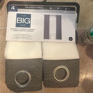 Mainstays Blackout and Sheer Curtains - Gray and White